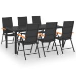 Set de masă pentru grădină, 7 piese, negru și maro GartenMobel Dekor