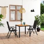 Set mobilier de grădină, 3 piese, negru și maro GartenMobel Dekor
