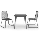 Set masă de grădină, 3 piese, negru, ratan PVC GartenMobel Dekor