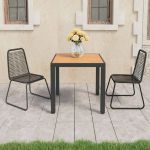 Set mobilier de grădină, 3 piese, negru și maro, ratan PVC GartenMobel Dekor