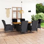Set mobilier exterior cu perne, 7 piese, gri închis, poliratan GartenMobel Dekor