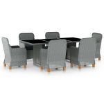 Set mobilier de exterior cu perne,7 piese,gri deschis,poliratan GartenMobel Dekor