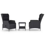 Set mobilier grădină cu perne, 3 piese, gri închis, poliratan GartenMobel Dekor