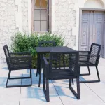 Set mobilier de exterior, 5 piese, negru, ratan PVC GartenMobel Dekor