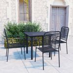 Set mobilier de grădină, 5 piese, negru, sticlă și oțel GartenMobel Dekor