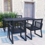 Set mobilier de exterior, 5 piese, negru, ratan PVC GartenMobel Dekor