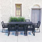 Set mobilier de exterior, 9 piese, negru, ratan PVC GartenMobel Dekor