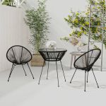 Set mobilier de exterior, 3 piese, negru, ratan PVC GartenMobel Dekor