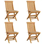 Scaune de grădină cu perne bej, 4 buc., lemn masiv de tec GartenMobel Dekor