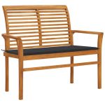 Bancă de grădină, cu pernă antracit, 112 cm, lemn masiv de tec GartenMobel Dekor