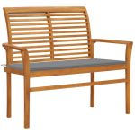 Bancă de grădină, cu pernă gri, 112 cm, lemn masiv de tec GartenMobel Dekor