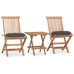 Set mobilier exterior pliabil cu perne, 3 piese, lemn masiv tec GartenMobel Dekor