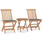 Set mobilier exterior pliabil cu perne, 3 piese, lemn masiv tec GartenMobel Dekor