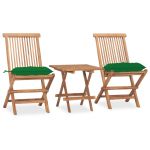 Set mobilier exterior pliabil cu perne, 3 piese, lemn masiv tec GartenMobel Dekor