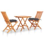 Set mobilier bistro cu perne antracit, 3 piese, lemn masiv tec GartenMobel Dekor