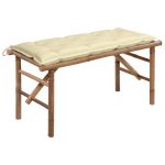 Bancă de grădină pliabilă cu pernă, 118 cm, bambus GartenMobel Dekor