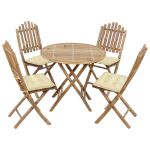 Set mobilier de exterior pliabil, cu perne, 5 piese, bambus GartenMobel Dekor