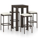 Set mobilier bar de grădină, cu perne, 5 piese, maro, poliratan GartenMobel Dekor