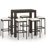 Set mobilier bar de grădină cu perne, 7 piese, maro, poliratan GartenMobel Dekor