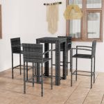 Set bar exterior cu cotieră, 5 piese, gri, poliratan GartenMobel Dekor