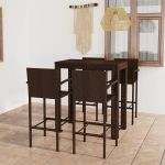 Set bar exterior cu cotieră, 5 piese, maro, poliratan GartenMobel Dekor