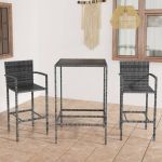 Set mobilier bar de grădină, 3 piese, gri, poliratan GartenMobel Dekor