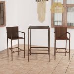 Set mobilier bar de grădină, 3 piese, maro, poliratan GartenMobel Dekor