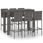 Set mobilier bar de grădină cu perne 7 piese antracit poliratan GartenMobel Dekor