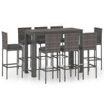 Set mobilier bar exterior cu perne antracit, 9 piese, poliratan GartenMobel Dekor