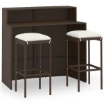 Set mobilier bar de grădină cu perne, 3 piese, maro GartenMobel Dekor