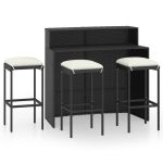 Set mobilier bar de grădină cu perne, 4 piese, negru GartenMobel Dekor