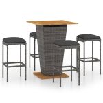 Set mobilier bar de grădină cu perne, 5 piese, gri, poliratan GartenMobel Dekor