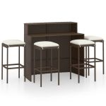 Set mobilier bar de grădină cu perne, 5 piese, maro GartenMobel Dekor