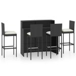 Set mobilier bar de grădină cu perne, 5 piese, negru GartenMobel Dekor
