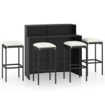 Set mobilier bar de grădină cu perne, 5 piese, negru GartenMobel Dekor