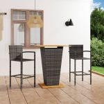 Set mobilier de bar de grădină, 3 piese, gri GartenMobel Dekor