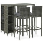 Set mobilier bar de grădină cu perne, 5 piese, gri, poliratan GartenMobel Dekor