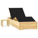 Șezlong de grădină cu masă și pernă, lemn de pin tratat GartenMobel Dekor
