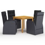 Set de masă pentru grădină, 5 piese, negru GartenMobel Dekor
