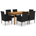 Set mobilier de grădină, 7 piese, negru GartenMobel Dekor