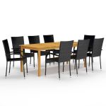 Set mobilier de grădină, 9 piese, negru GartenMobel Dekor