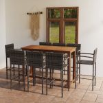 Set mobilier bar de grădină, 9 piese, gri GartenMobel Dekor