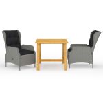 Set de masă pentru grădină, 3 piese, gri deschis GartenMobel Dekor