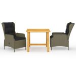 Set de masă pentru grădină, 3 piese, maro GartenMobel Dekor