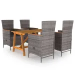 Set de masă pentru grădină, 5 piese, gri GartenMobel Dekor