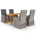 Set de masă pentru grădină, 5 piese, gri GartenMobel Dekor