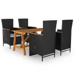 Set de masă pentru grădină, 5 piese, negru GartenMobel Dekor