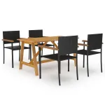 Set de masă pentru grădină, 5 piese, negru GartenMobel Dekor