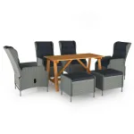 Set de masă pentru grădină, 7 piese, gri deschis GartenMobel Dekor