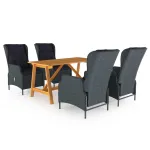 Set mobilier de grădină, 5 piese, gri închis GartenMobel Dekor
